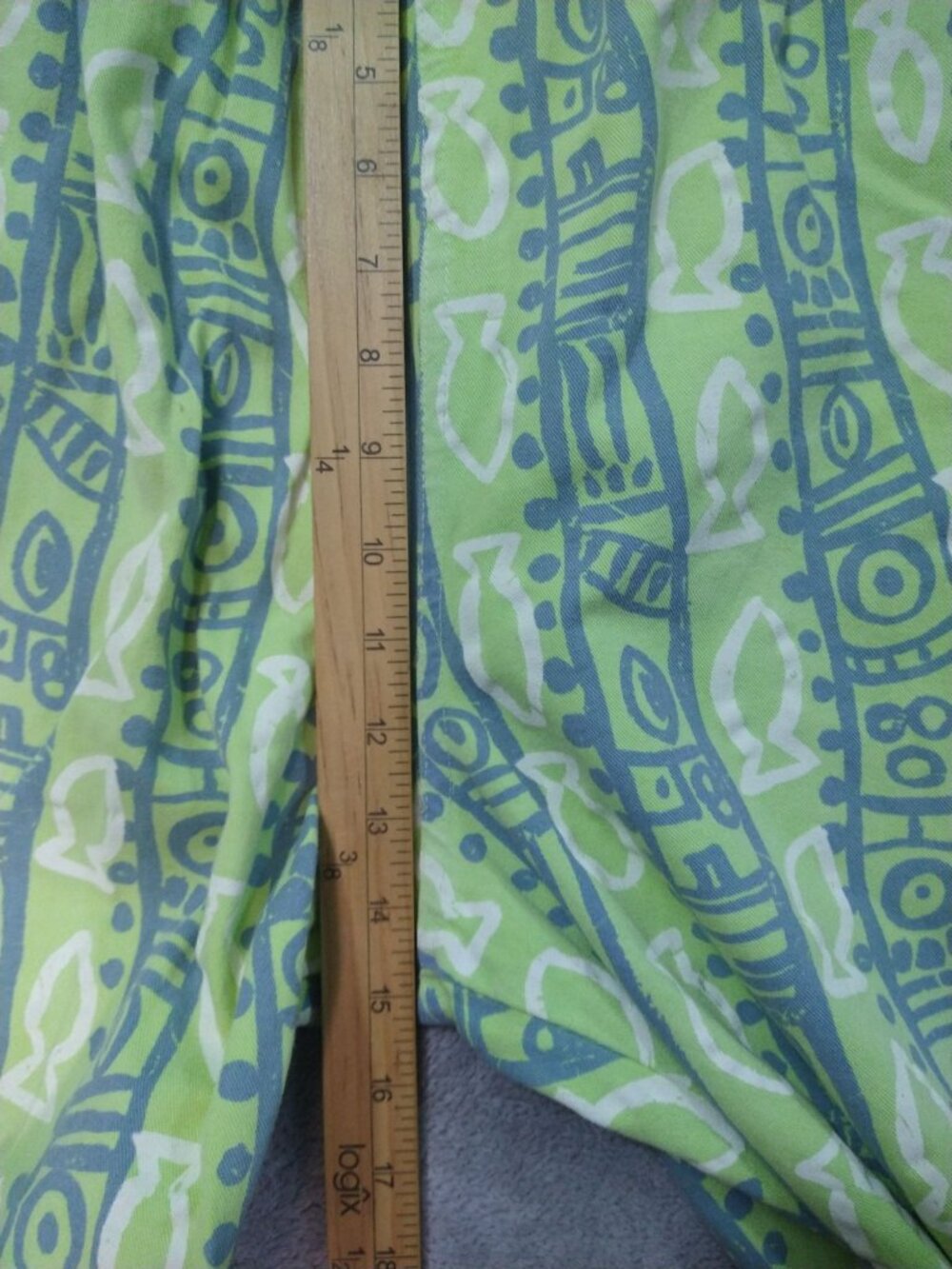 iCantoo Pants Womens XL Green Striped Cotton High Rise Crop Vintage Made in USA - Picture 4 of 9